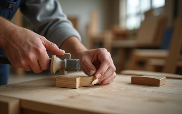 Skreddersydd møbeldesign – håndverkere som arbeider med tre for å lage unike møbler